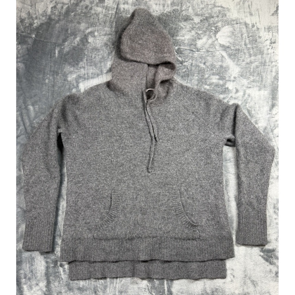 Athleta Cashmere Hoodie Sweater Womens M Gray 100% Cashmere Tunic Pullover HO17